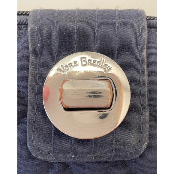 Vera Bradley Turn Lock Wallet True Navy Quilted Organizer - Picture 2 of 7